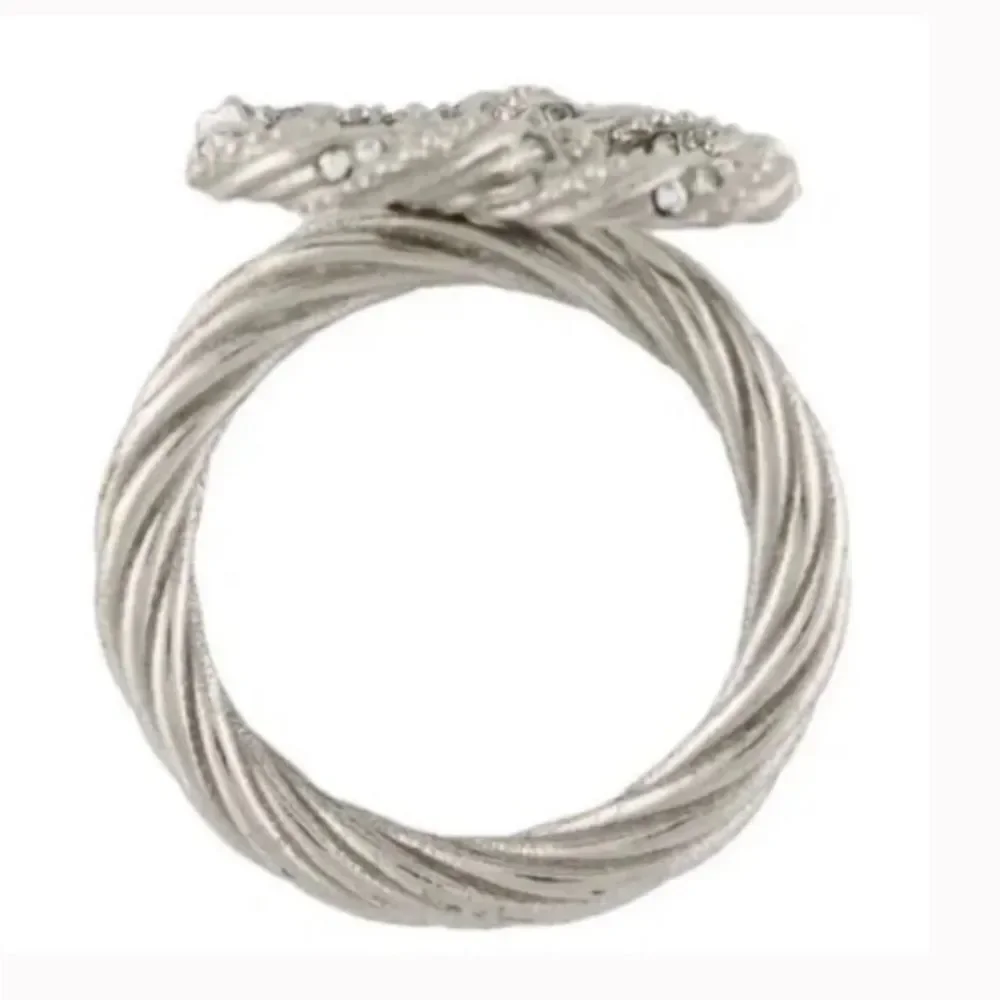 Authentic *Chanel* Braided Strass CC Ring Sz 6.5 EUC